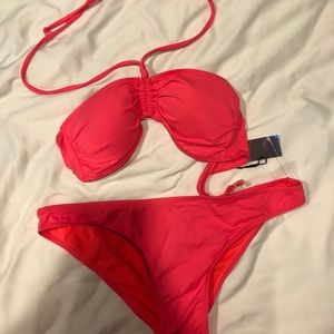 Hot pink halter bikini